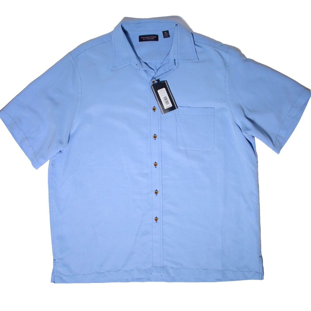 NWT Roundtree & Yorke Light Blue Short Sleeve Camp Shirt Bahama Men Size XL (C1)